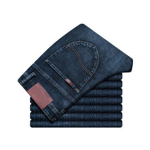 Load image into Gallery viewer, Spring Autumn 2020 Men's Smart Jeans Business Fashion Straight Regular Blue Stretch Denim Trousers Classic Men Plus Size 28-40