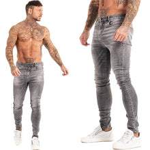 Load image into Gallery viewer, GINGTTO Jeans Men Elastic Waist Skinny Jeans Men 2020 Stretch Ripped Pants Streetwear Mens Denim Jeans Blue