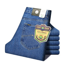 Load image into Gallery viewer, Men Business Jeans Classic Spring Autumn Male Cotton Straight Stretch Brand Denim Pants Summer Overalls Slim Fit Trousers 2021