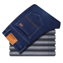 Load image into Gallery viewer, Winter Thermal Warm Flannel Stretch Jeans Mens Winter Quality Famous Brand Fleece Pants Men Straight Flocking Trousers Jean Male
