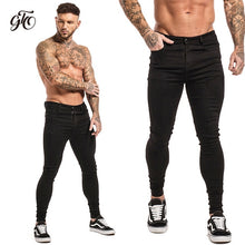 Load image into Gallery viewer, GINGTTO Jeans Men Elastic Waist Skinny Jeans Men 2020 Stretch Ripped Pants Streetwear Mens Denim Jeans Blue

