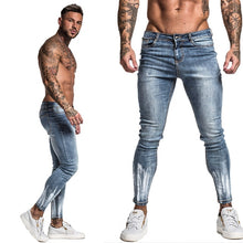 Load image into Gallery viewer, GINGTTO Jeans Men Elastic Waist Skinny Jeans Men 2020 Stretch Ripped Pants Streetwear Mens Denim Jeans Blue
