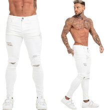 Load image into Gallery viewer, GINGTTO Jeans Men Elastic Waist Skinny Jeans Men 2020 Stretch Ripped Pants Streetwear Mens Denim Jeans Blue
