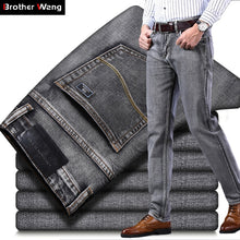 Load image into Gallery viewer, 2021 New Men's Stretch Regular Fit Jeans Business Casual Classic Style Fashion Denim Trousers Male Black Blue Gray Pants
